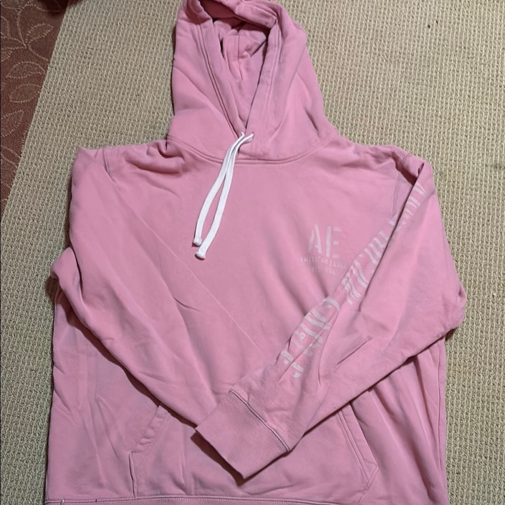American Eagle Outfitters Light Pink Hoodie with White Accents